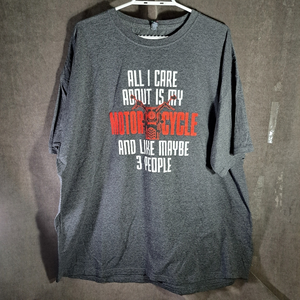 All I Care About Is My Motorcycle & Like Maybe 3 People Grey Graphic Tee VG XXL
